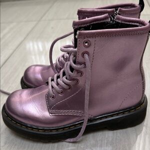 Dr. Martens Shiny Pink Lace-Up Boots size 13 kids